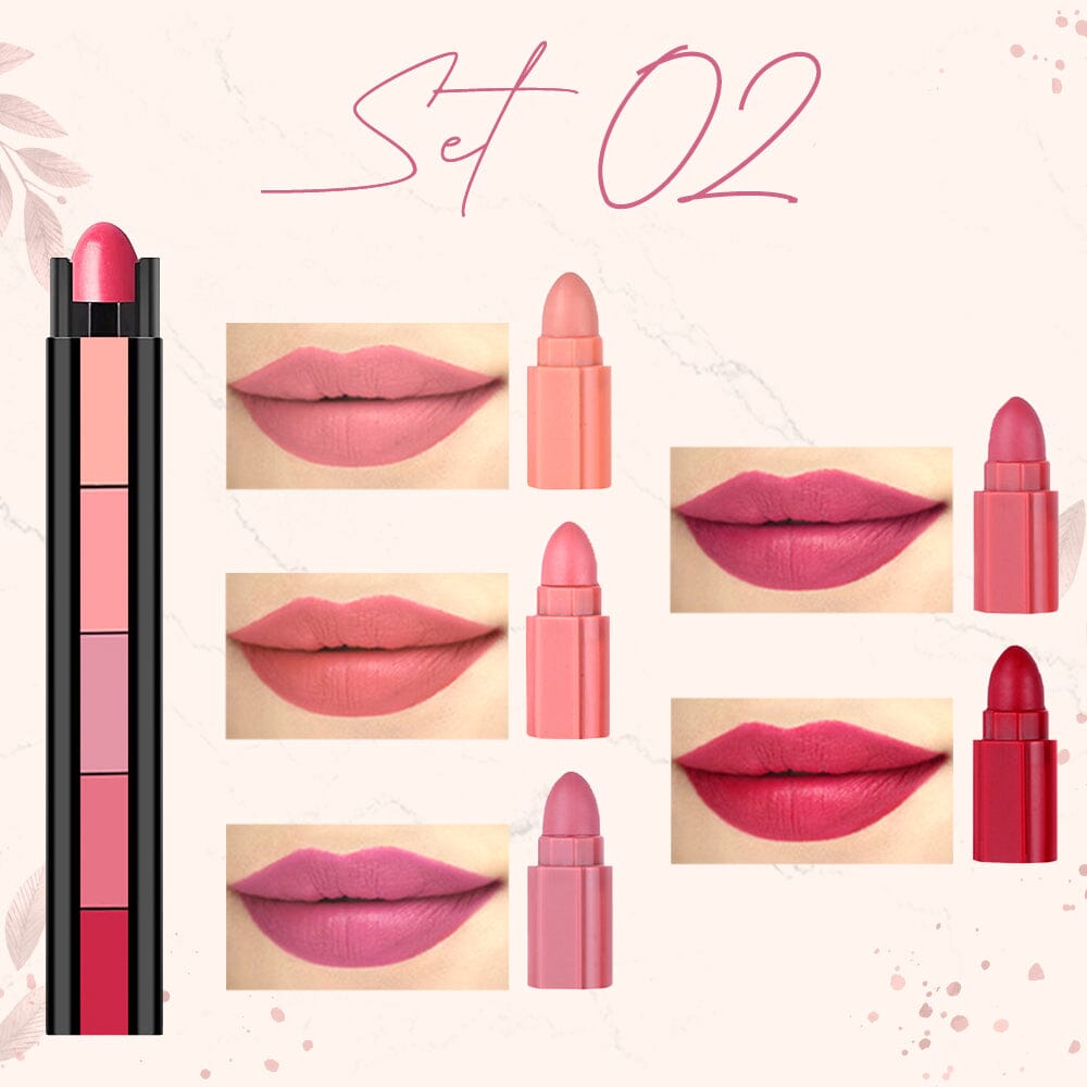 5 Color Velvet Matte Compact Lipstick