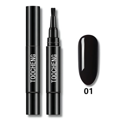 Pluma de esmalte en gel 3 en 1 para uñas | Base, color y brillo